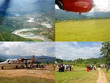 1 3 Landing At Tumlingtar Airport The flight from Kathmandu took just 40 minutes to land on the grass strip at Tumlingtar (355m), located on a shelf above the Arun River. I met the rest of our crew: Palde climbing Sherpa, Pemba Rinji cook, Pasang cook�s helper Tenzing porter, and Pal Dorje porter. We waited for our luggage to be wheeled across the field and had a quick lunch.
